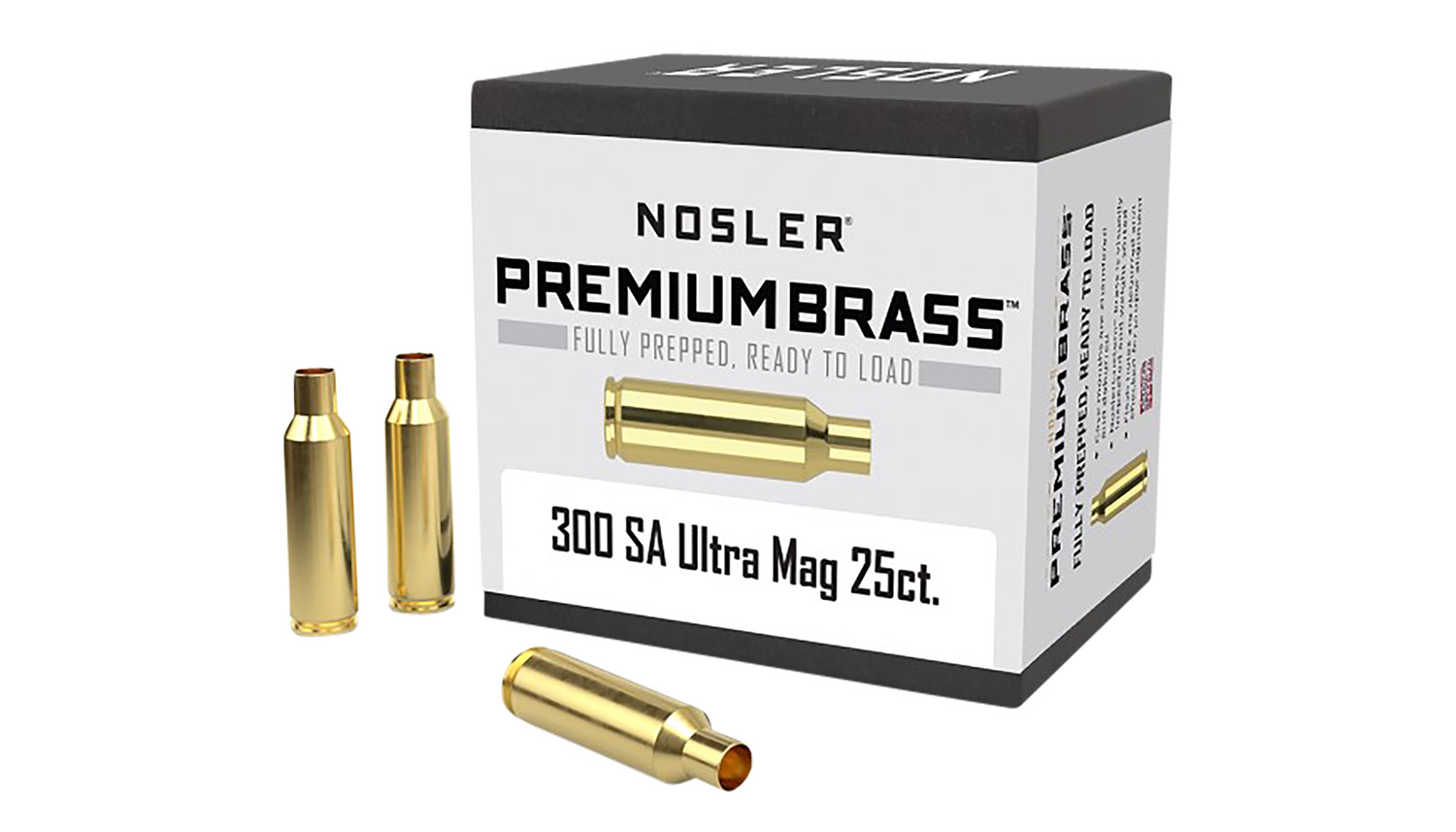 Nosler 10228 Premium Brass Unprimed Cases 300RemSAUM Rifle 25 Box