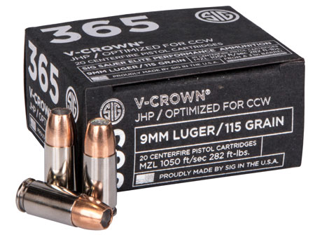 Sig Sauer Elite V-Crown Luger JHP Ammo