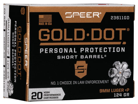 Speer Gold Dot Personal Protection Luger HP +P Ammo