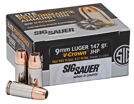 Sig Sauer Elite V-Crown Luger JHP Ammo