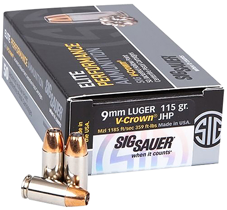 Sig Sauer Match Elite Competition Luger V-Crown V 10 JHP Ammo