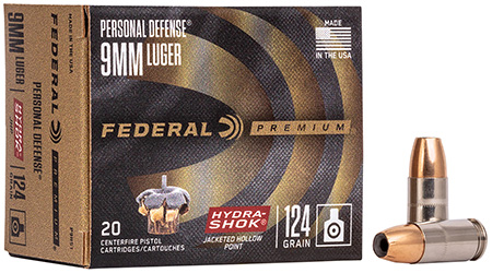 Federal Premium Personal Defense Luger Hydra-Shok JHP Ammo