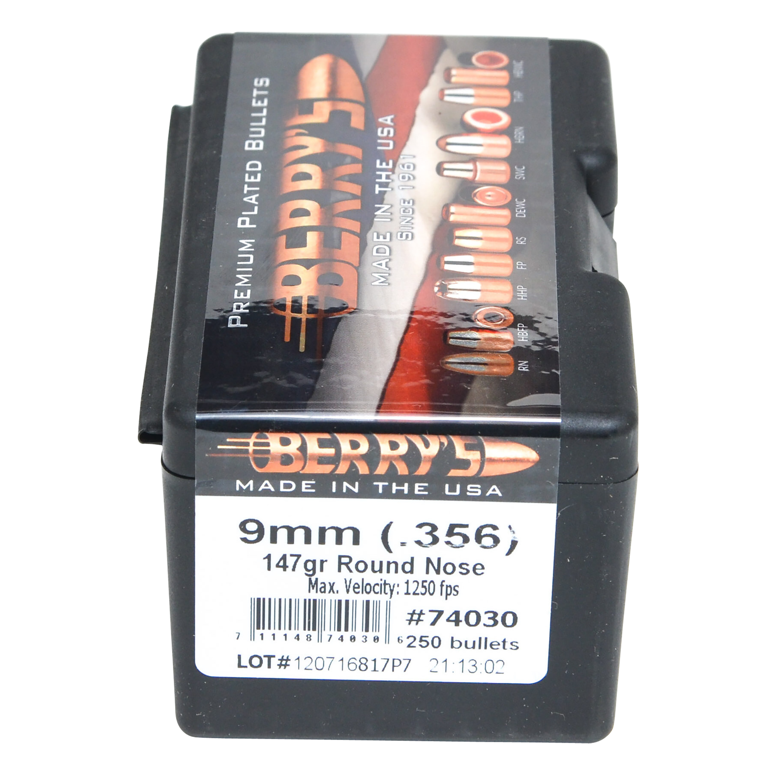 BERRYS 74030 9MM .356 147GR RN 250