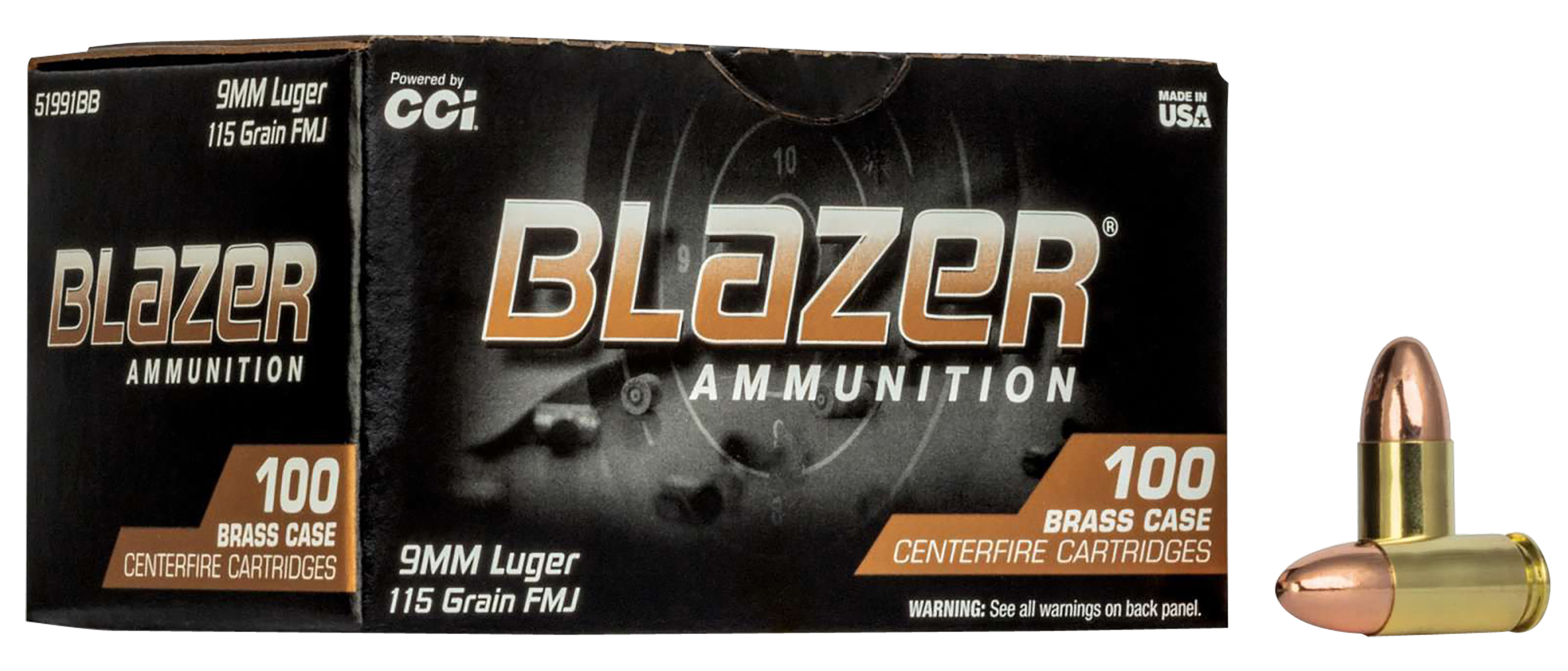 CCI 51991BB BLAZER BRASS 9MM 115 FMJ 100/5