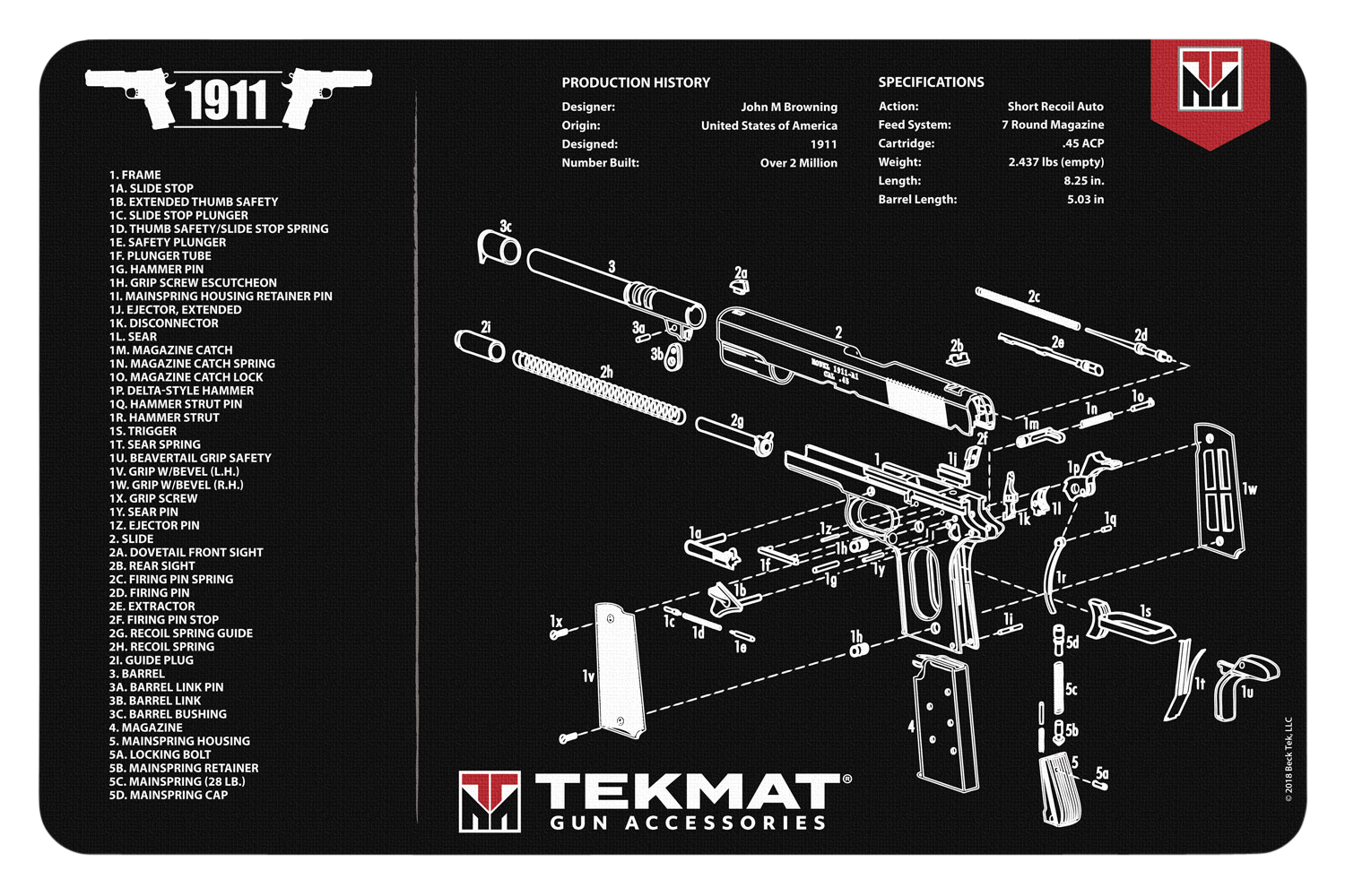 TEKMAT*TEKR171911 1911 GUN MAT