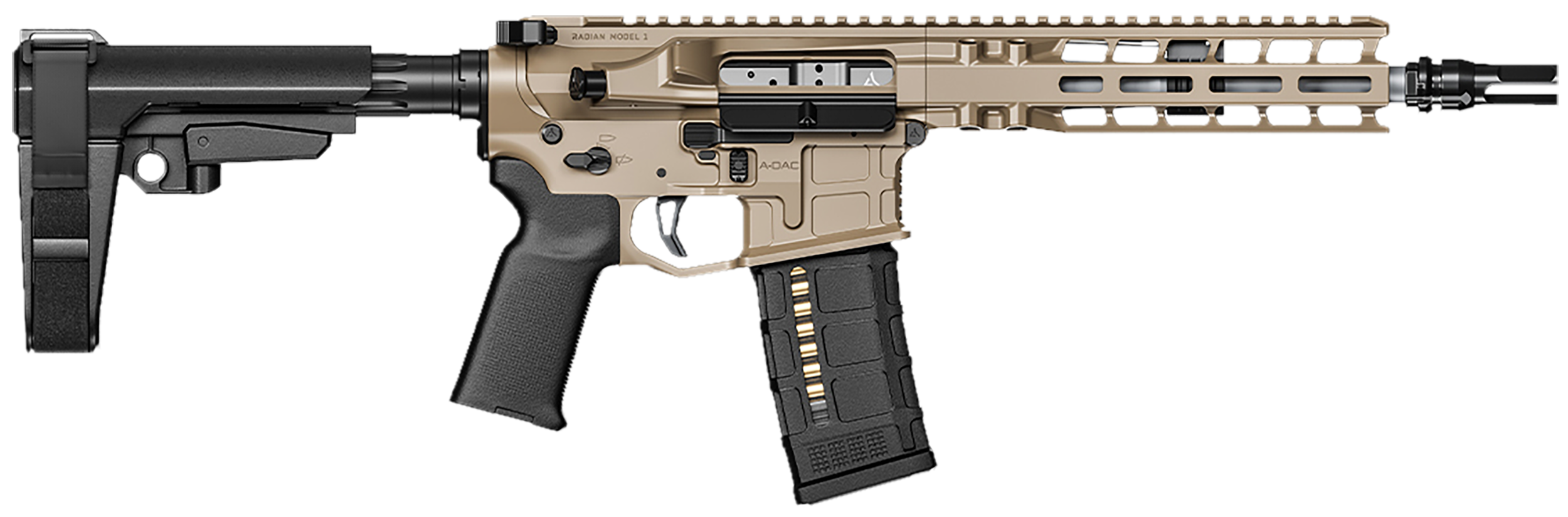 Radian Weapons R0504 Model 1 Pistol 300 Blackout 30+1 9in, FDE Billet Rec/M