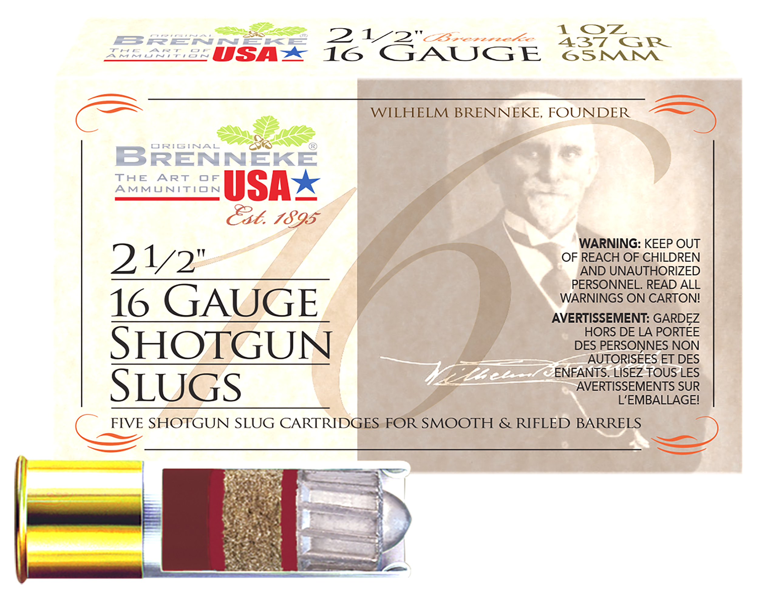 BR SL162BR BRENNEKE 16 2.75 SLUG 1OZ 5/50