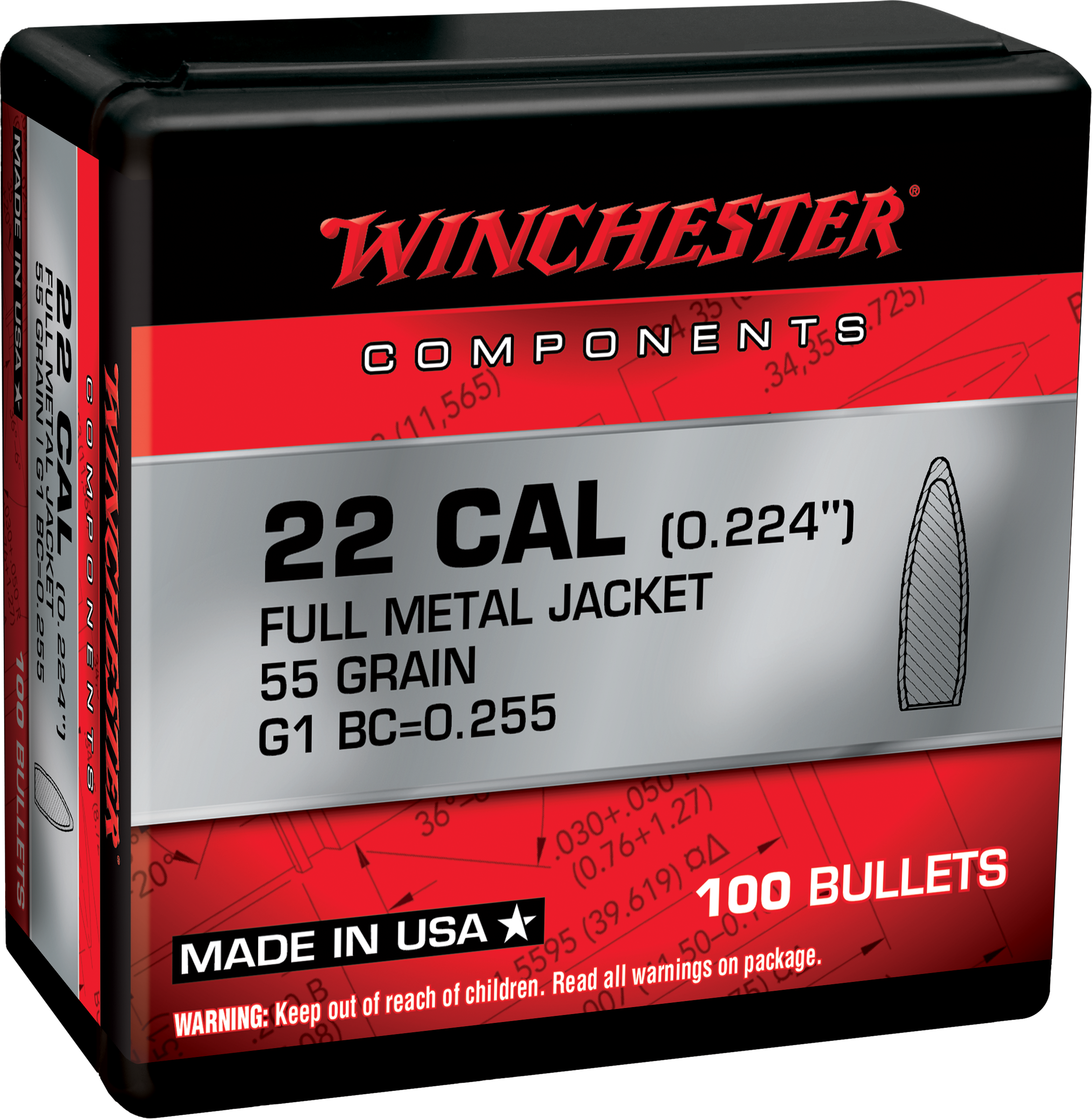 WIN WB556MC55X BUL 5.56 55 FMJ RTL 100/10