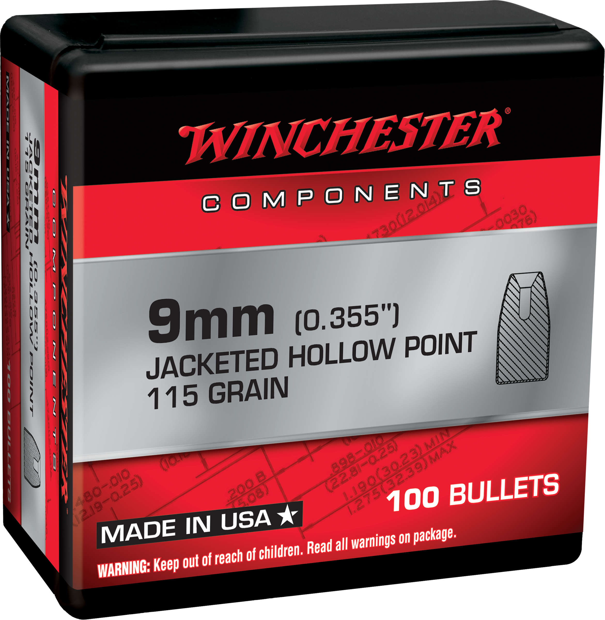 WIN WB9JHP115X BUL 9MM 115 JHP RETL 100/10