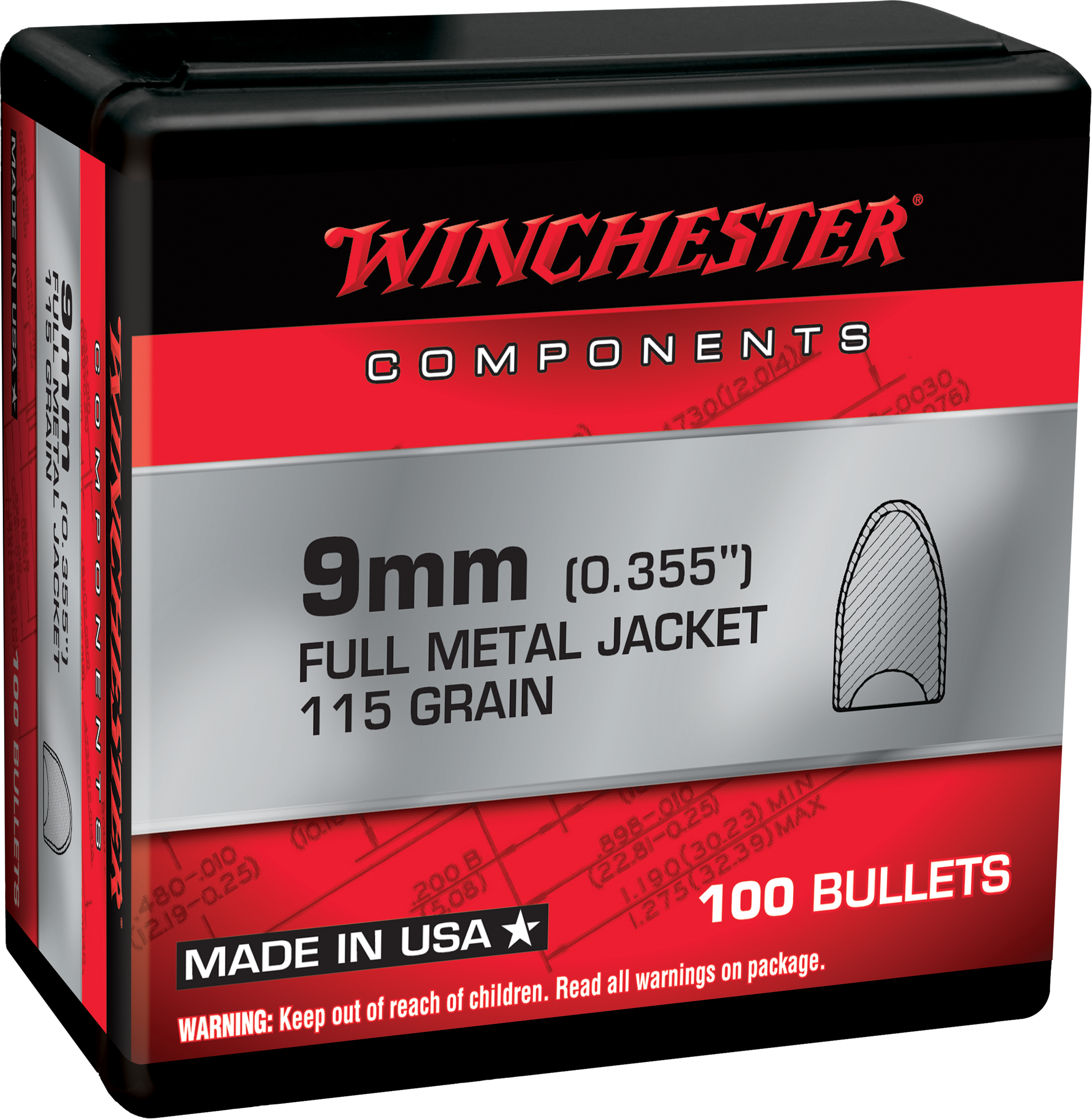 WIN WB9MC115X BUL 9MM 115 FMJFB 100/10