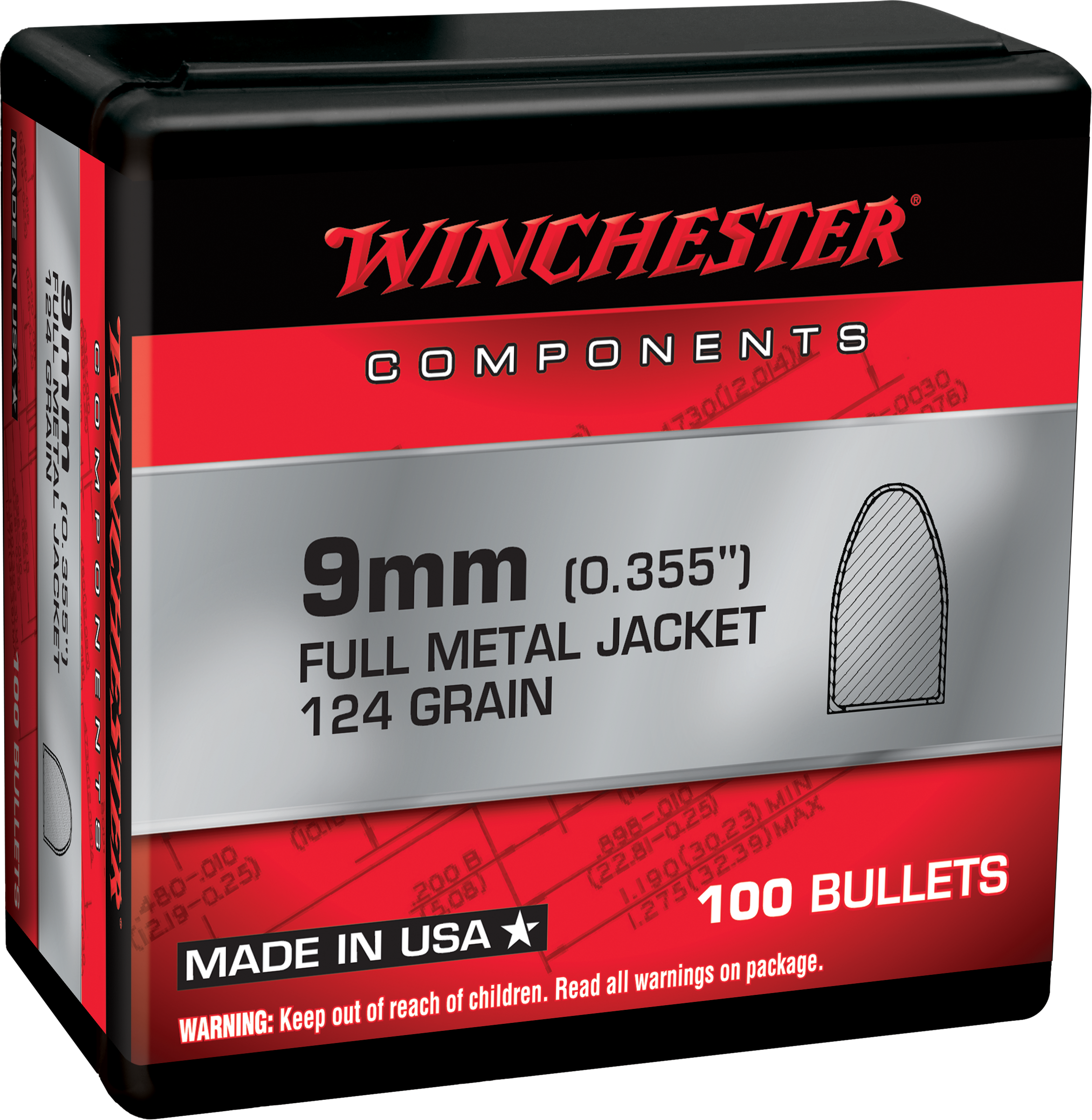 WIN WB9MC124X BUL 9MM 124 FMJ 100/10