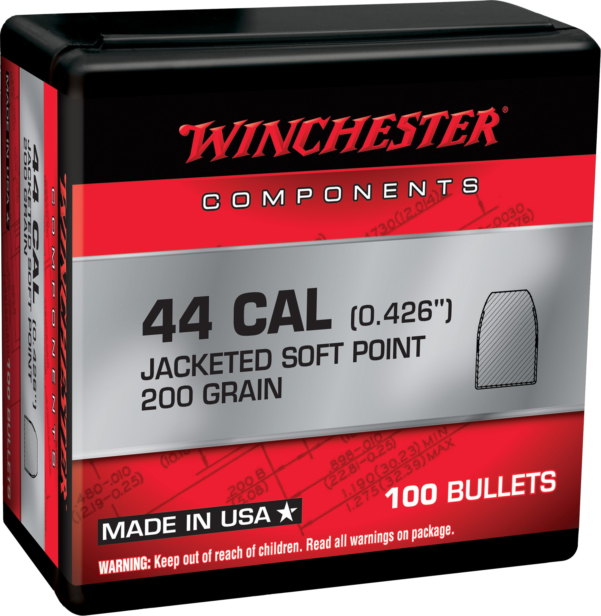 WIN WB44SP200X BUL 44MAG 200 SP 100/10