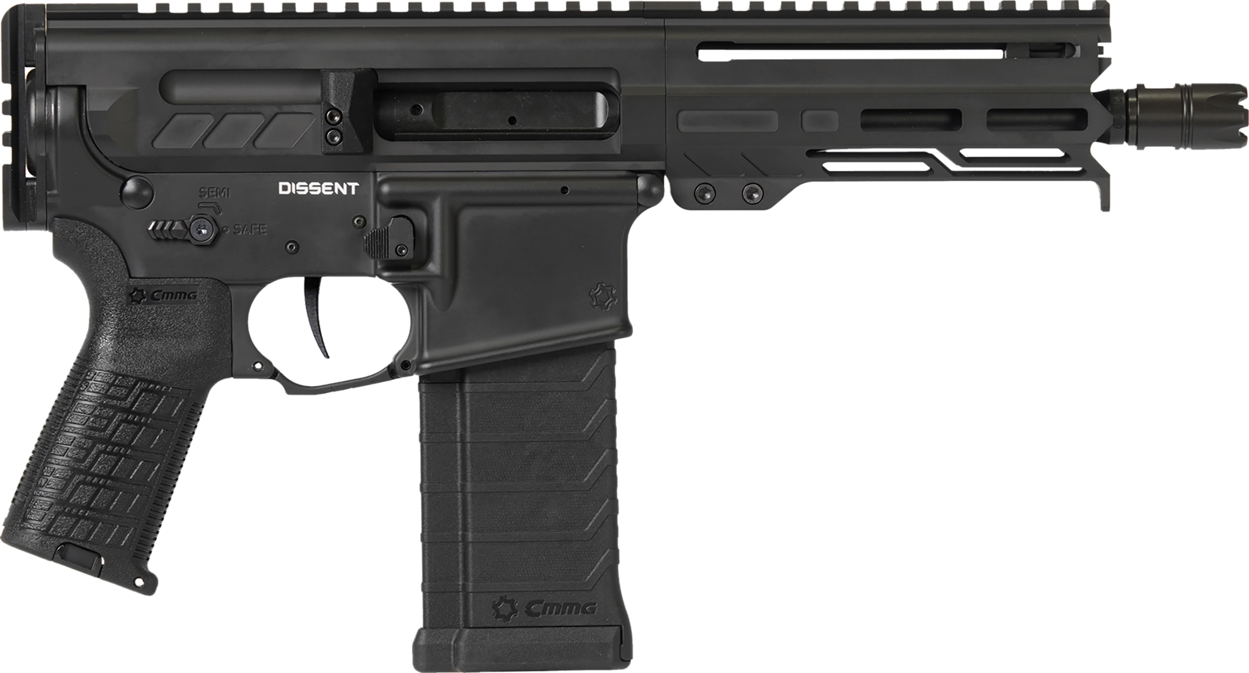 CMMG 54AA847AB Dissent 5.7x28mm 32+1 6.50in, Black Cerakote Rec, OEM Grip