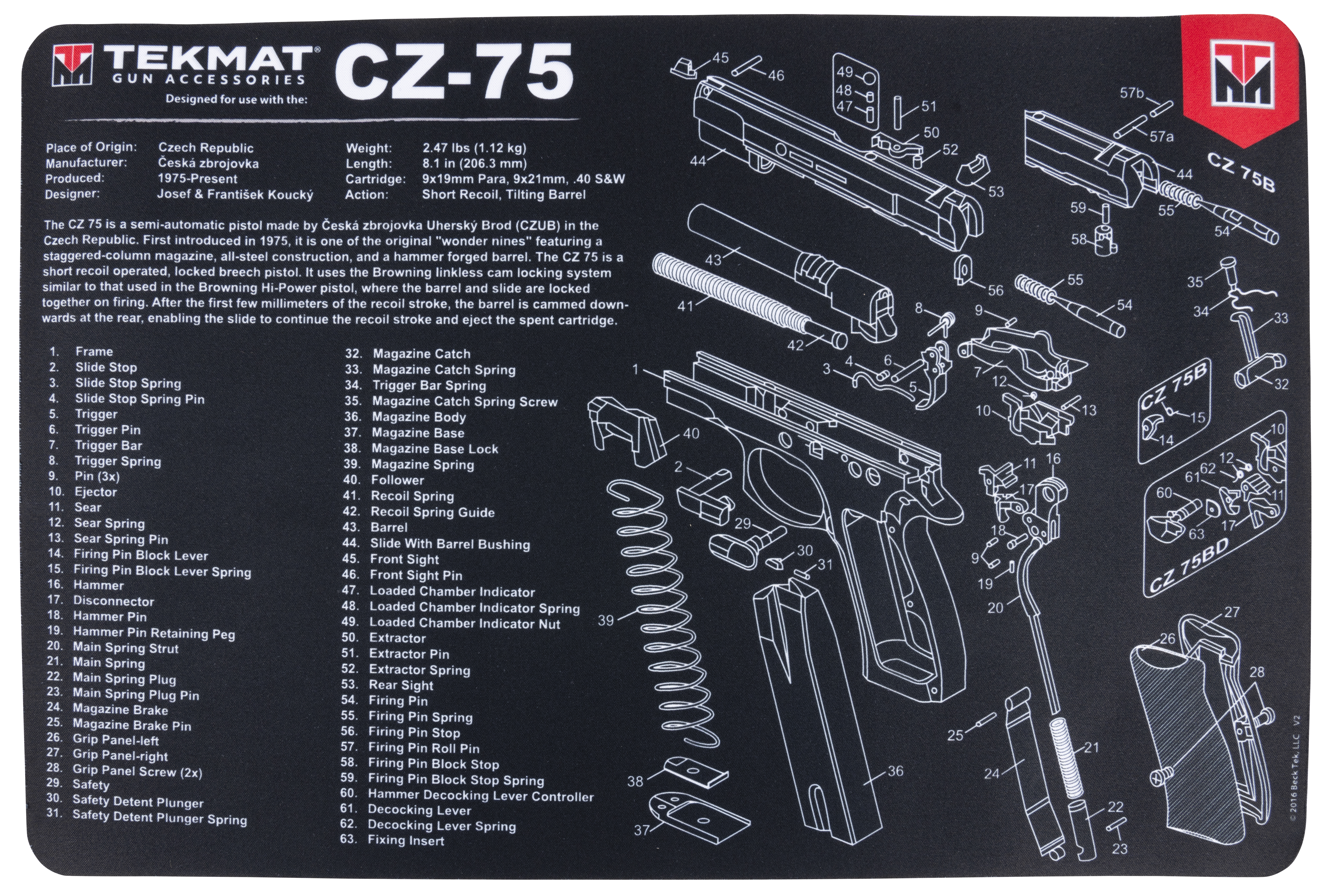 TEKMAT TEKR17CZ75 CZ-75 GUN MAT