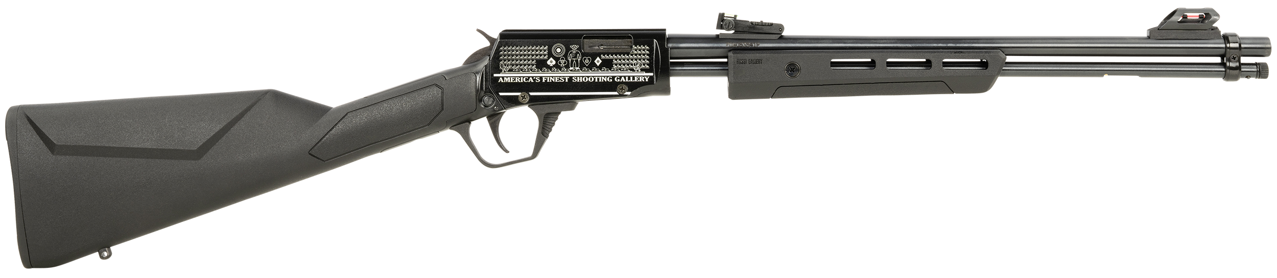Rossi RP22181SYEN07 Gallery Full Size 22LR 15+1, 18" Polished Black Steel Barrel, Polished Black w/Engraving Steel Receiver, Black Fixed Stock, Right Hand