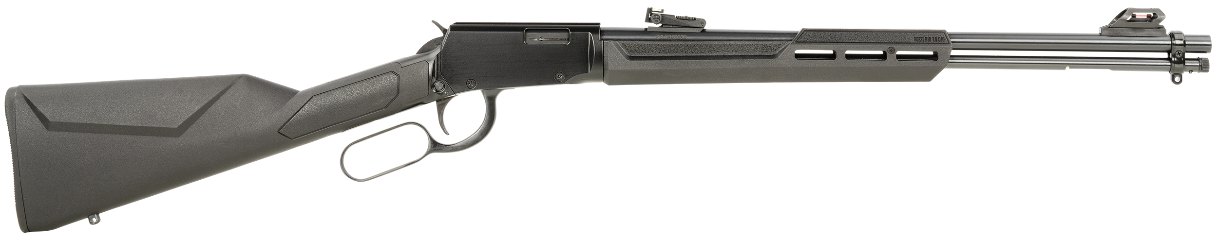 Rossi RL22W201SY Rio Bravo Lever Action 22 WMR 12+1 20" Round Barrel, Black, Polished Rec/Barrel, Synthetic Stock, Fiber Optic Sights