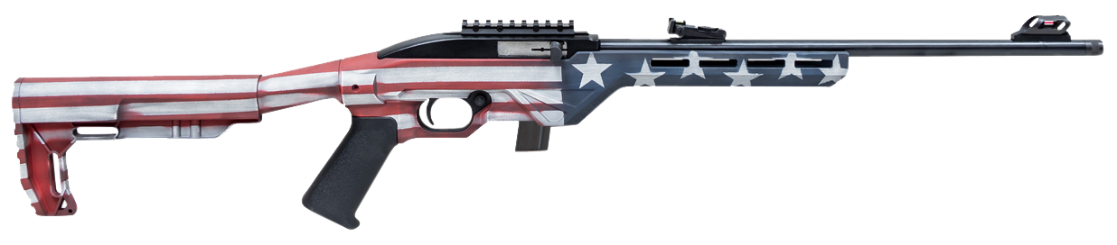 Citadel CIT22LRBUSA Trakr 22 LR 10+1 18" Blued Steel Threaded Barrel & Receiver, American Flag Synthetic Stock