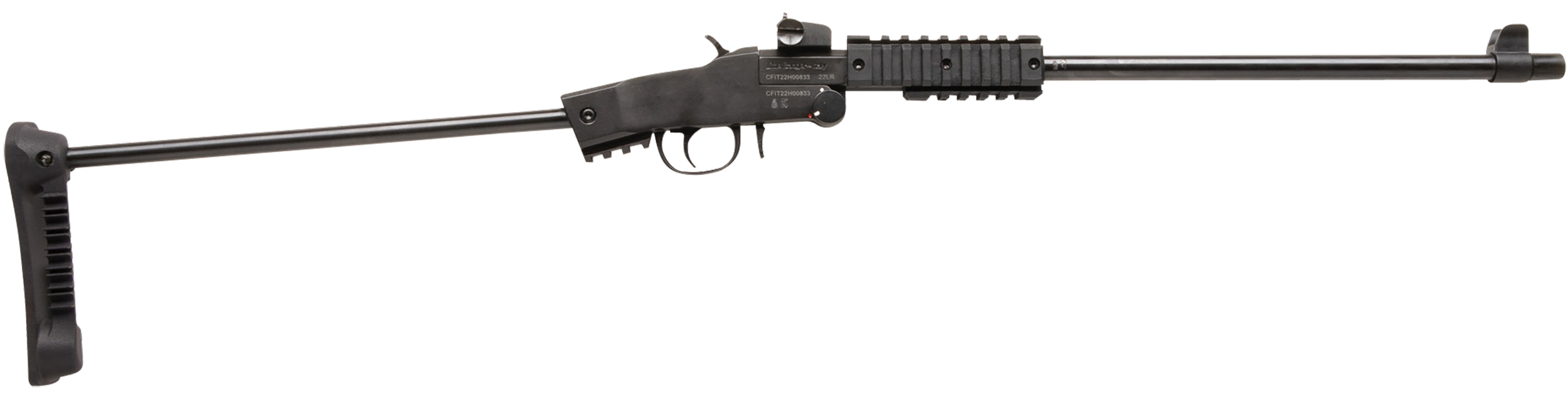 Chiappa Firearms 500265 Little Badger Xtreme Full Size 22 LR 1 Shot, 16.50" Black Steel Threaded Barrel, Black Quad Picatinny Receiver, Black Folding Steel Rod Stock, Right Hand
