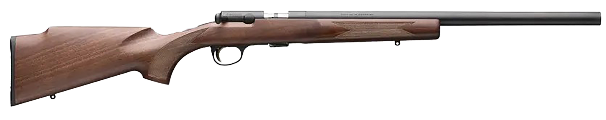 Browning 025253204 T-Bolt Target SR 22 WMR 10+1 20" Matte Blued Heavy Bull Threaded Barrel, Drilled & Tapped Matte Blued Steel Receiver, Grade I Black Walnut Target Style Fixed w/Raised Comb Stock