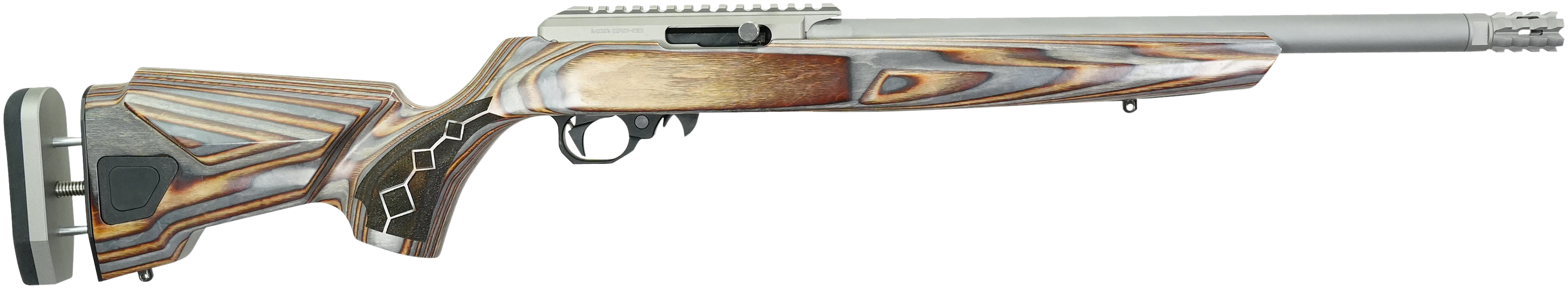 Black Rain Ordnance 22DSC Deluxe Full Size 22 LR 10+1 16" Matte Stainless, Threaded Stainless Steel Barrel, Stainless Aluminum w/Accessory Rail Receiver, Shady Camo Boyd's Agility Stock, Right Hand