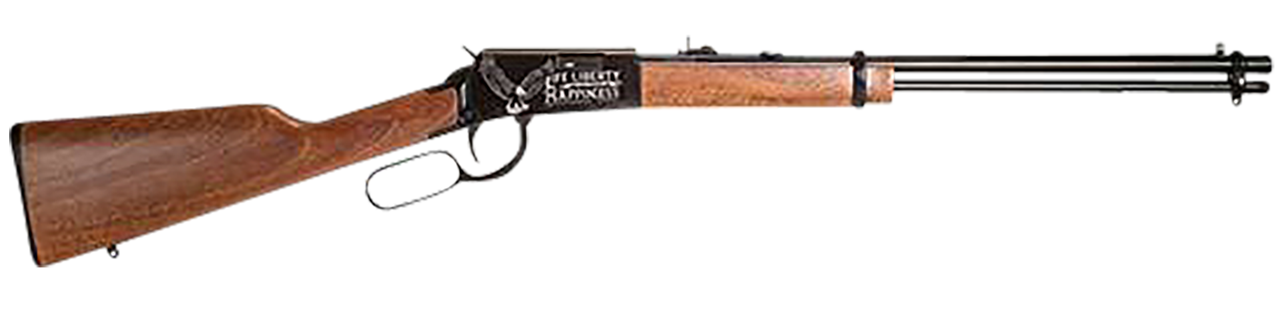 Rossi RL22181WDEN19 Rio Bravo Full Size 22 LR 15+1 18" Polished Black Steel Barrel, Polished Black w/July 4 Eagle Engraving Aluminum Receiver, Fixed German Beechwood Wood Stock
