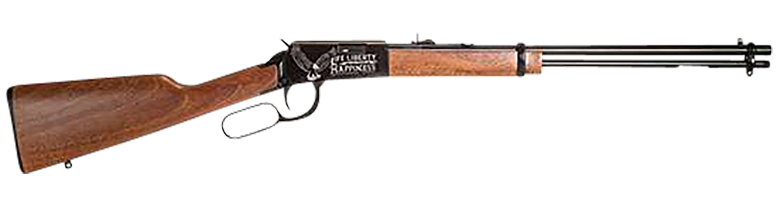 Rossi RL22W201WDEN19 Rio Bravo Full Size, Lever Action 22 WMR 12+1, 20" Polished Black Steel Barrel, Polished Black w/July 4 Eagle Engraving Steel Receiver, German Fixed Beechwood Stock, Right Hand