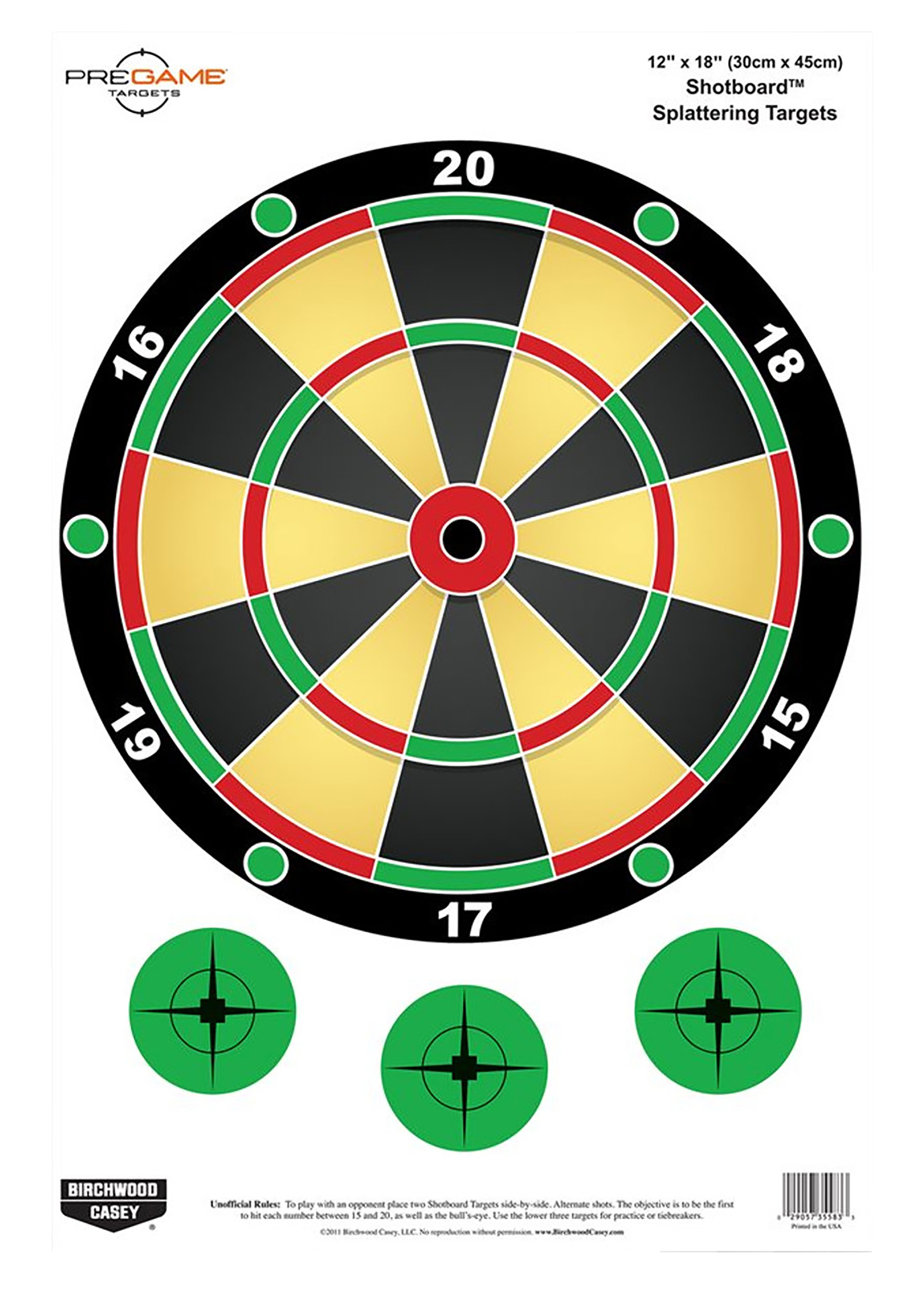 BIR 35562 PREGAME 12X18 SHOTBOARD 8PK