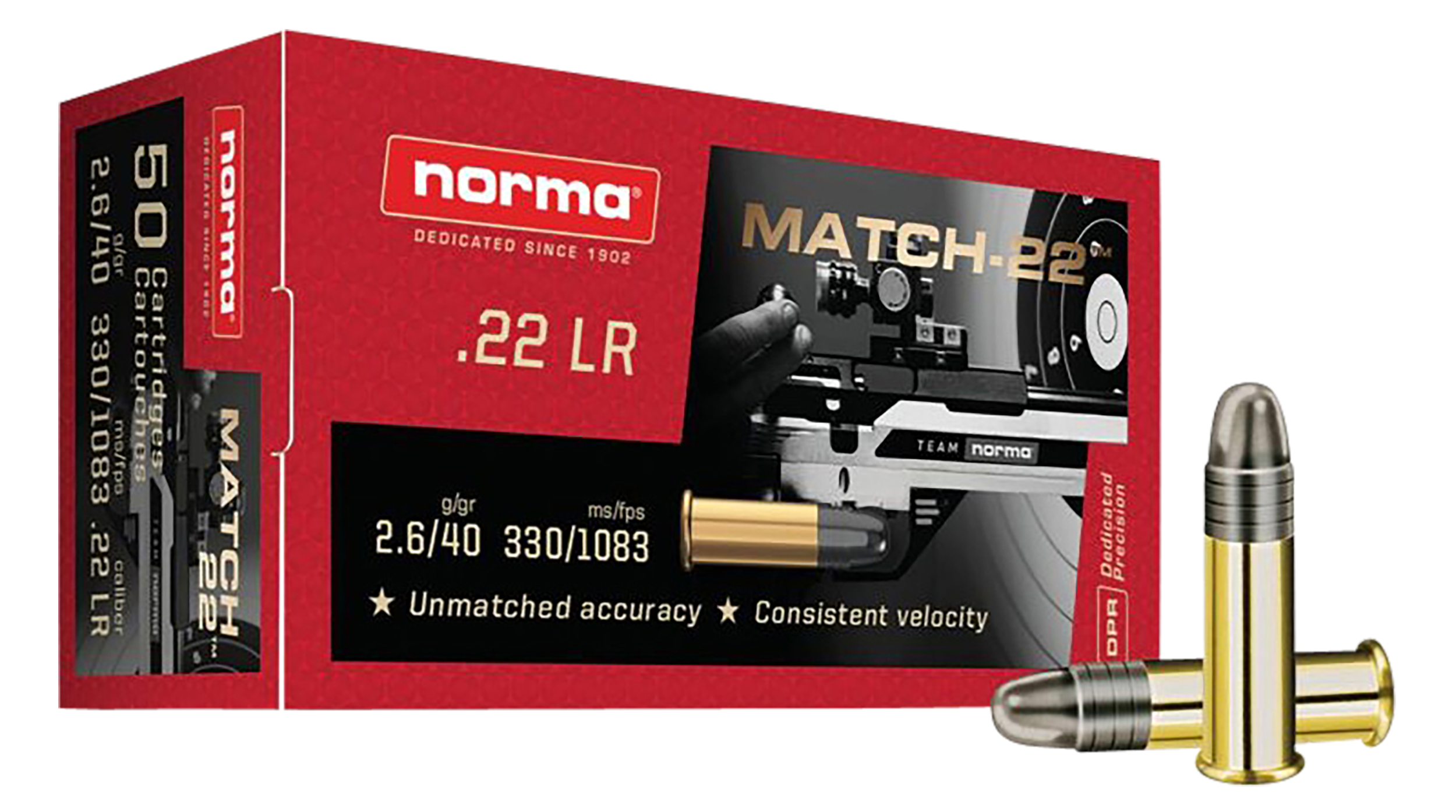 NORMA 2425076 22LR 40GR LRN MATCH 50/100