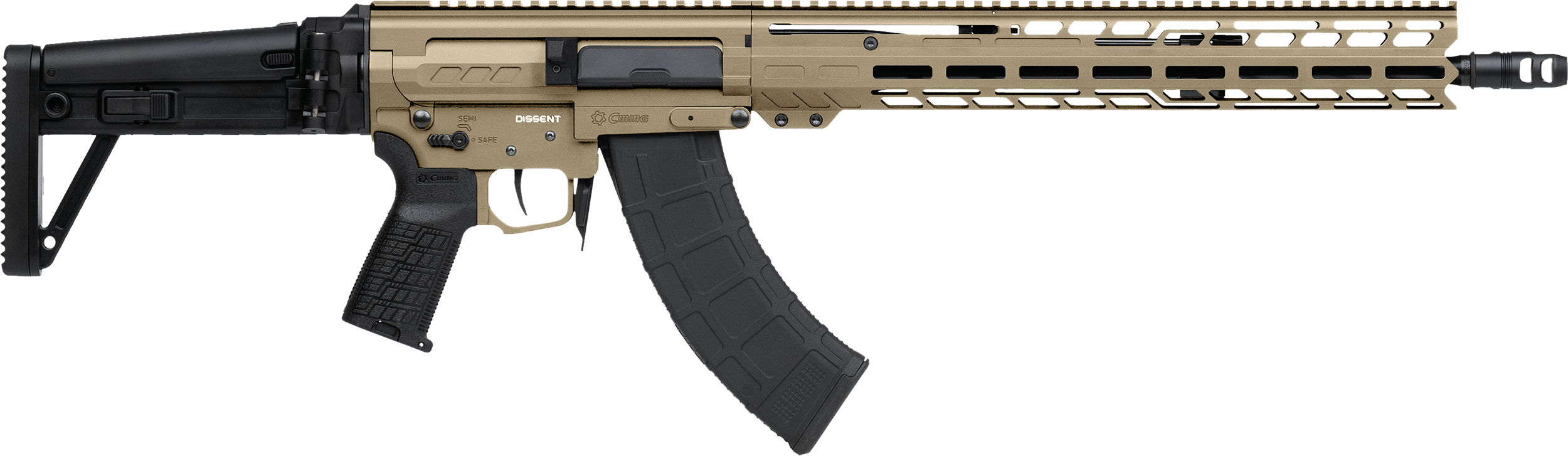 CMMG 86AD60BCT Dissent MK47 7.62x39mm 30+1 (2) 16.10in, Coyote Tan Rec/15in