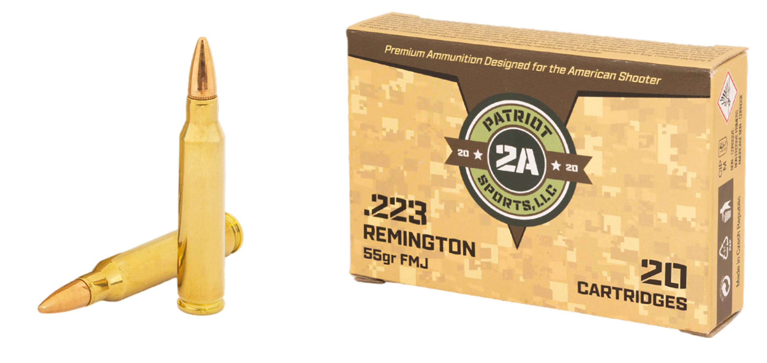 PATRIOT SPORTS 223Rem 55gr FMJ Full Brass Case 20rd/Box-img-1