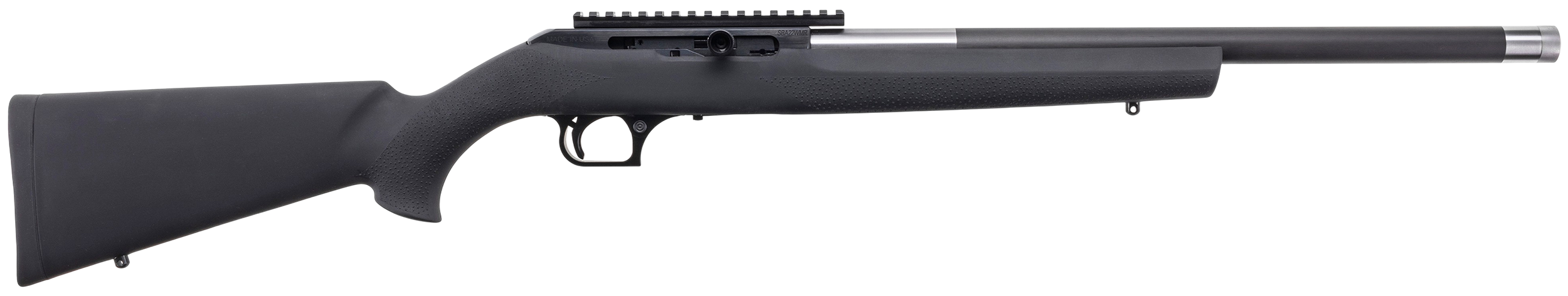 Magnum Research SBA22WMH Magnum Lite Straight Bolt 22 WMR 9+1 19" Black Threaded Barrel, Black Anodized Aluminum Receiver w/Picatinny Rail, Black Hogue OverMolded Polymer Stock