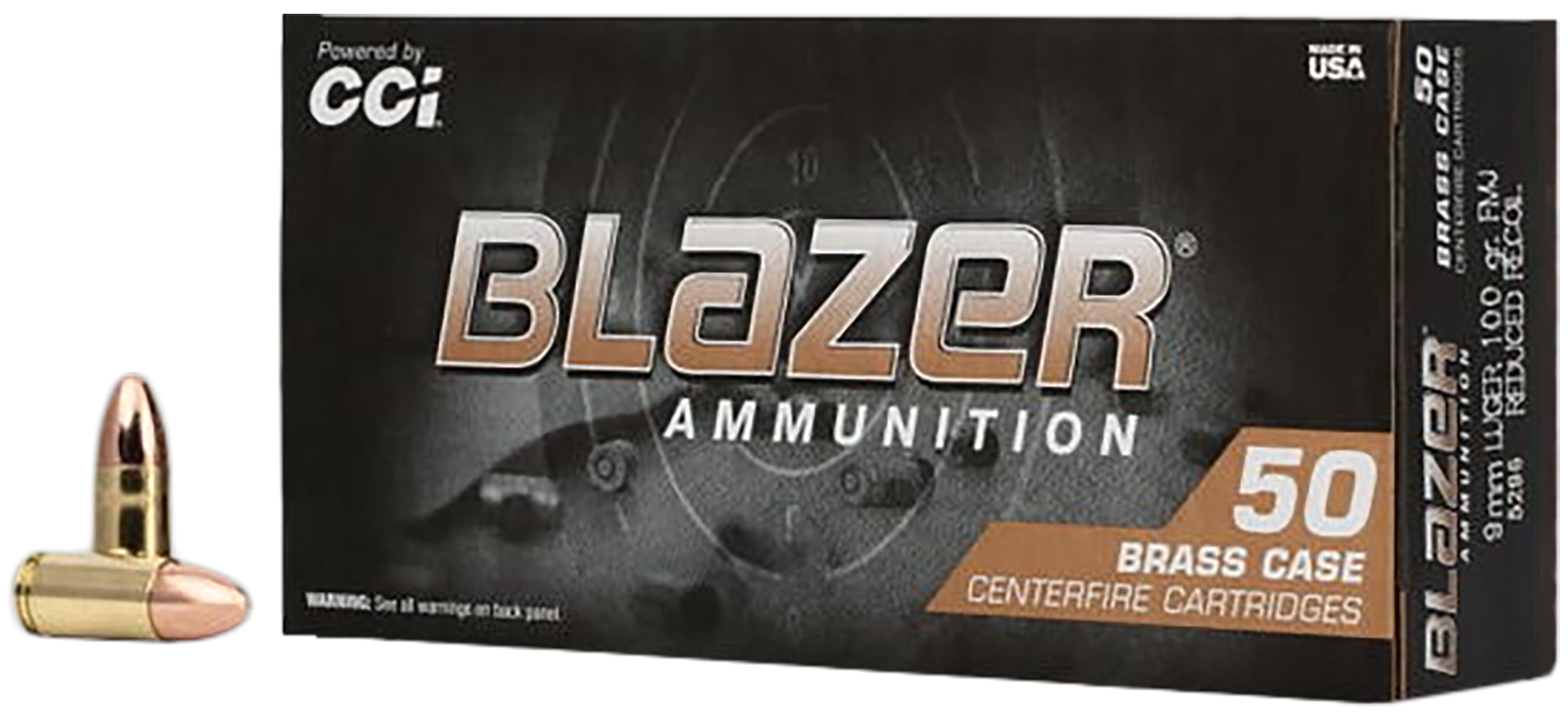 CCI 5296 BLAZER BRASS 9MM 100 FMJ 50/20