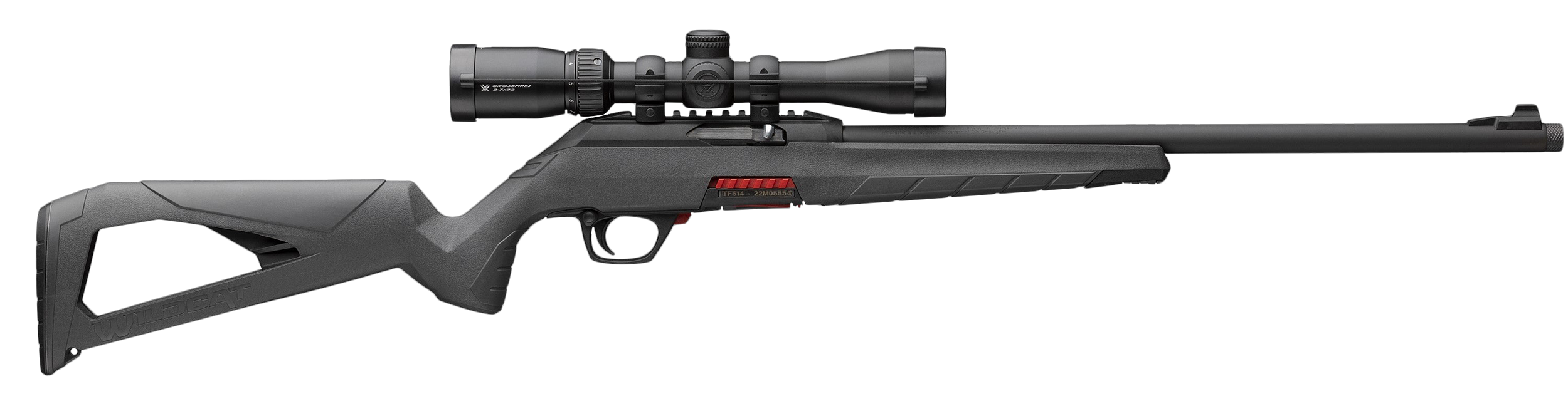 Winchester Repeating Arms 521156102 Wildcat w/Optic Full Size 22 LR 10+1 18" Matte Black Threaded Sporter Barrel, Matte Black Picatinny Rail Polymer Receiver, Gray Thumbhole w/Picatinny Rail Synthetic