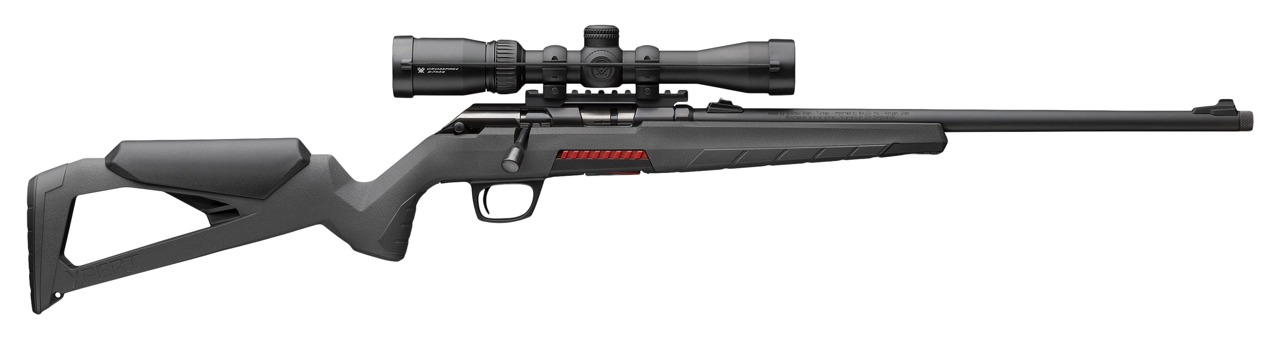 Winchester Repeating Arms 525234102 Xpert w/Optic Full Size 22 LR 8+1 16.50" Matte Black Threaded Sporter Barrel, Drilled & Tapped Steel Receiver, Gray Synthetic Molded Stock, Vortex Crossfire II 2-7x