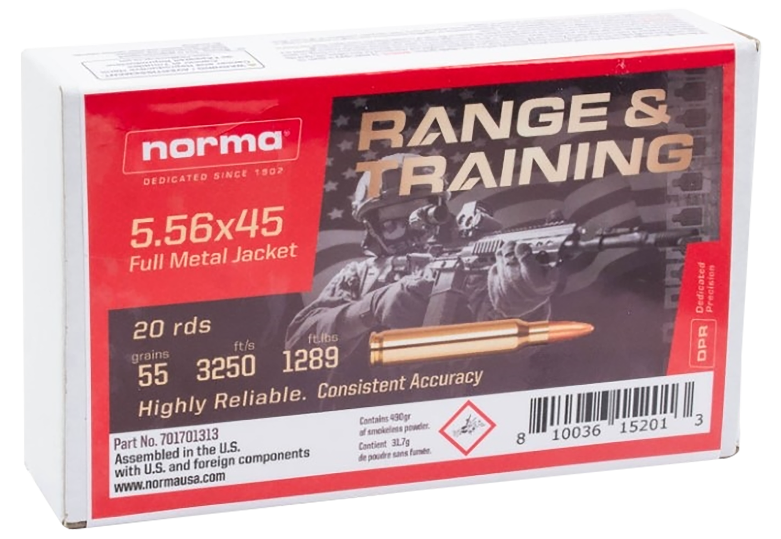 NORMA 701701313 556 55GR FMJ 20/10