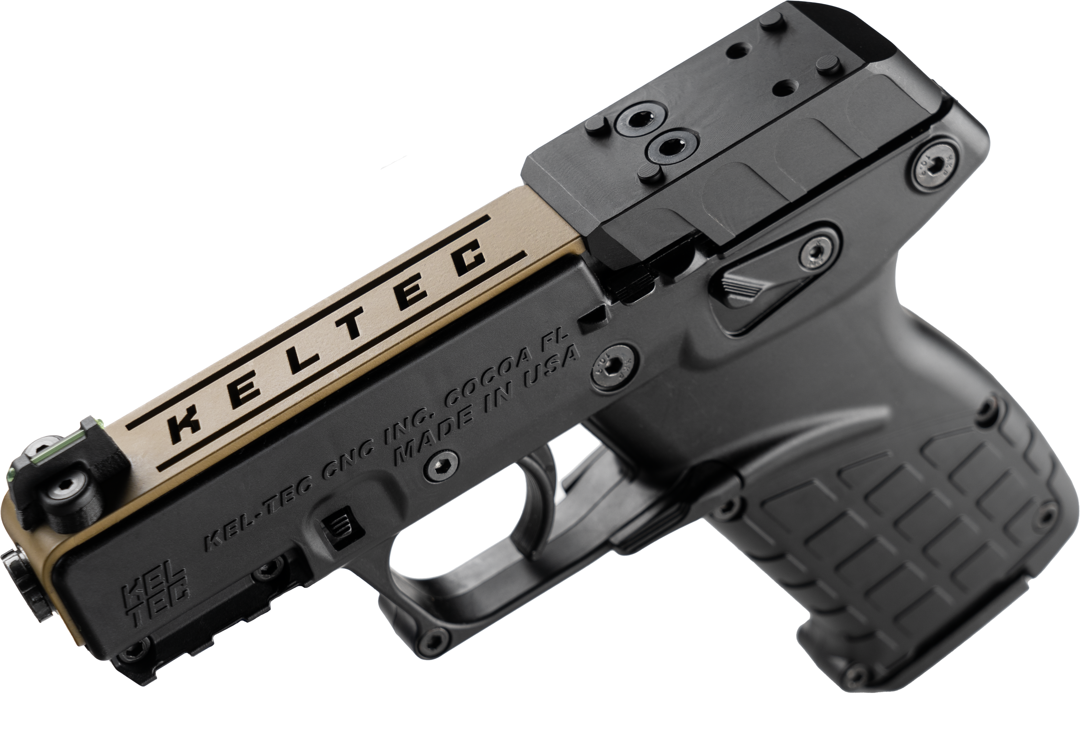 KEL P17BBLKORTANS 22LR 3.8 16R OR TAN SLIDE