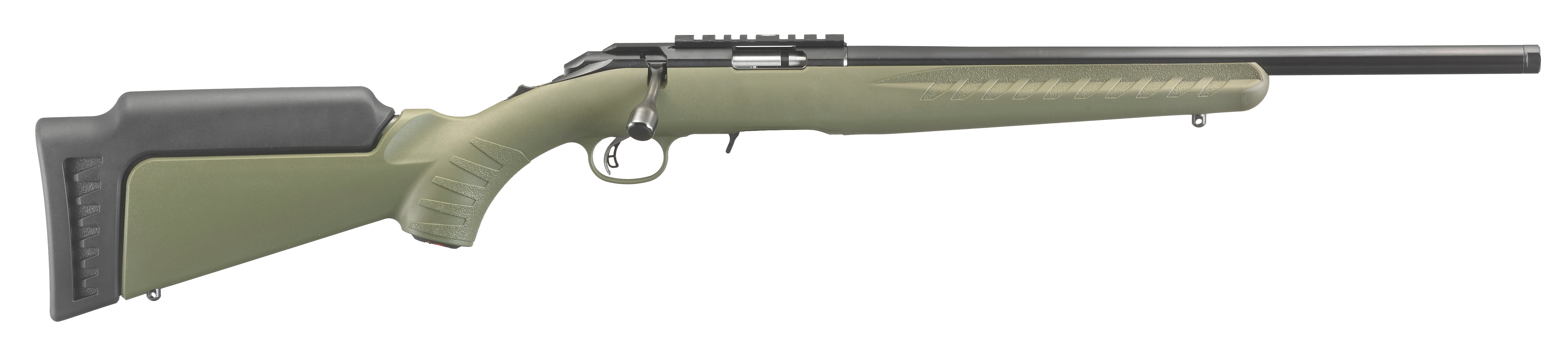 Ruger 8336 American Rimfire Full Size 17 HMR 9+1 18" Satin Blued Steel Threaded Barrel & Alloy Steel Receiver w/Scope Rail, Green Fixed Synthetic Stock, Right Hand