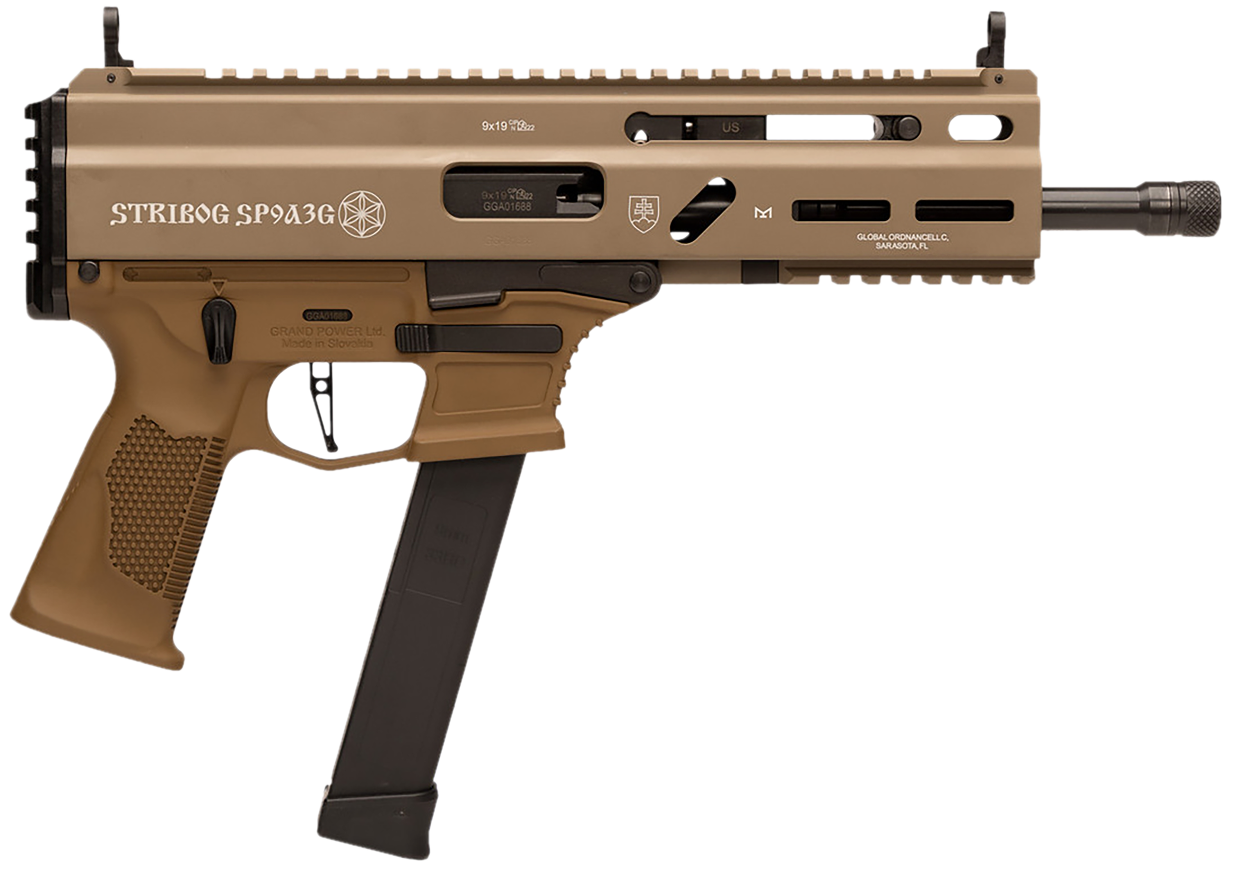GP 810091156155 STRIBOG SP9A3G 9MM PST 8" FDE