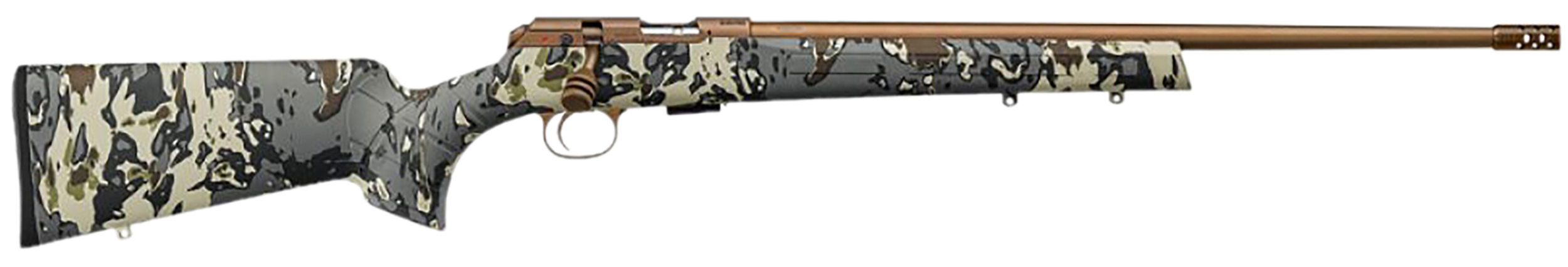 CZ-USA 02322 CZ 457 American Hunter 22 LR 5+1 20" Bronze Cerakote Steel Barrel, Bronze Cerakote Drilled & Tapped Steel Receiver, Veil Camo Fixed Synthetic Stock