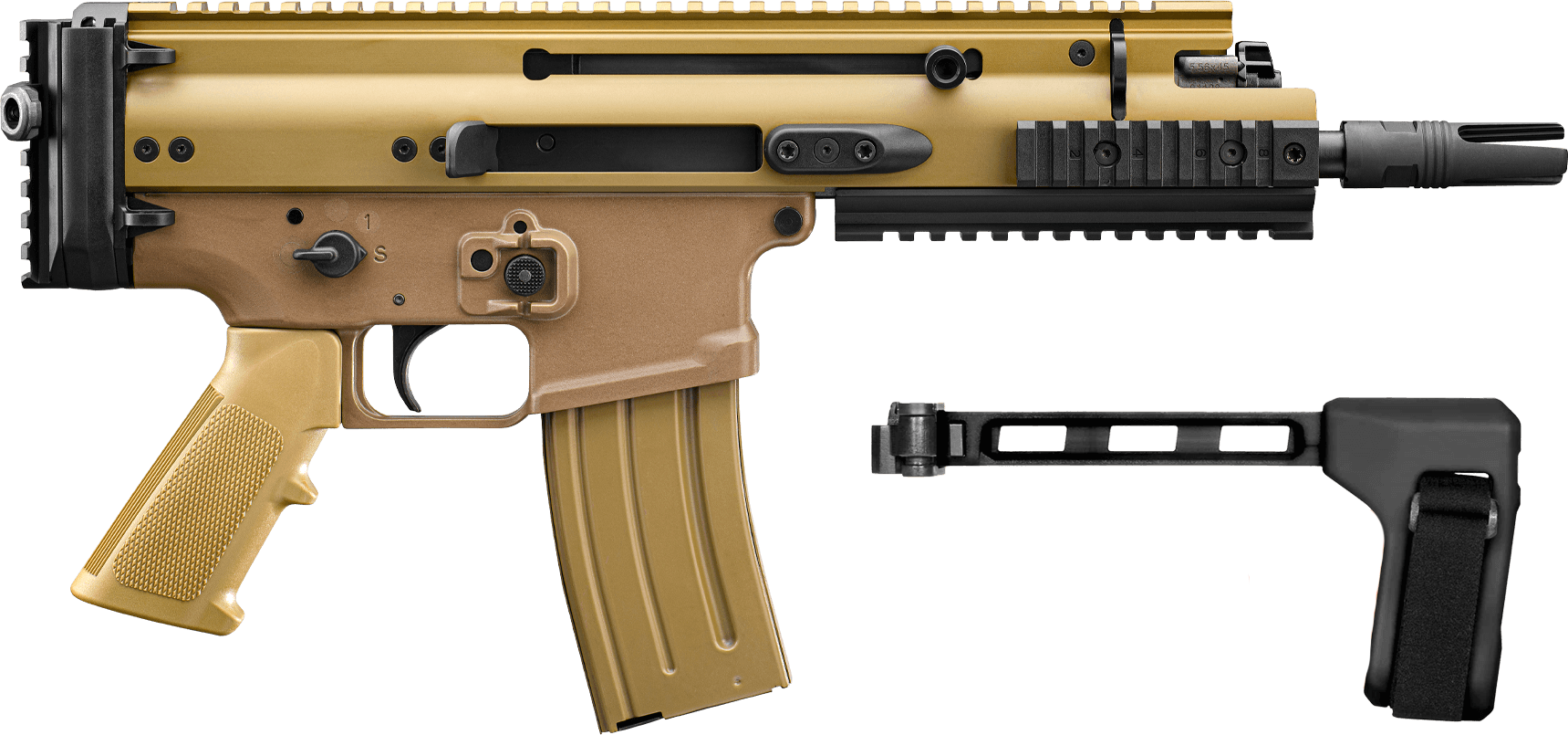 FN 38-101885 SCAR 15P SBT BRACE 5.56 FDE 10R