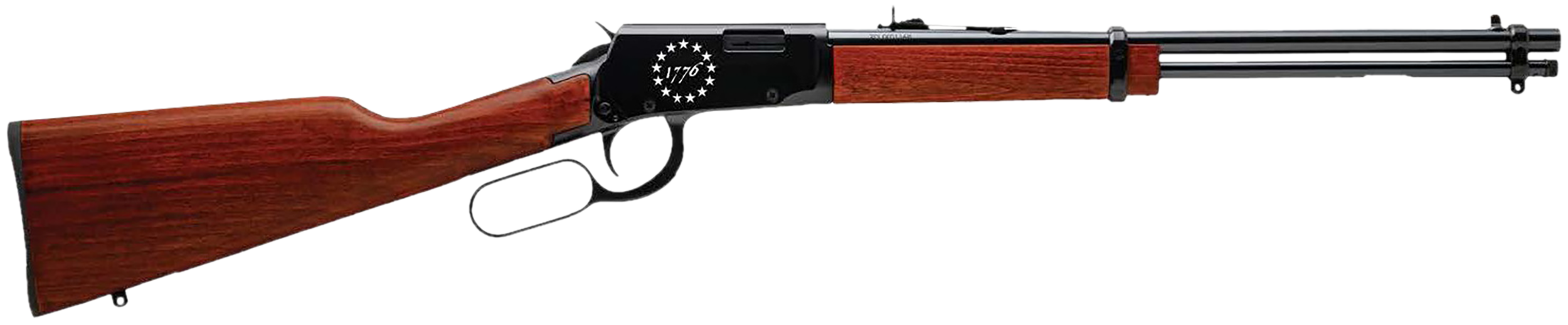 Rossi RL22181WD-EN23 Rio Bravo 22 LR 15+1 18" Black Polished Alloy Steel Barrel, Black Engraved w/Stars "1776" Alloy Steel Receiver, Hardwood Fixed Stock, Right Hand