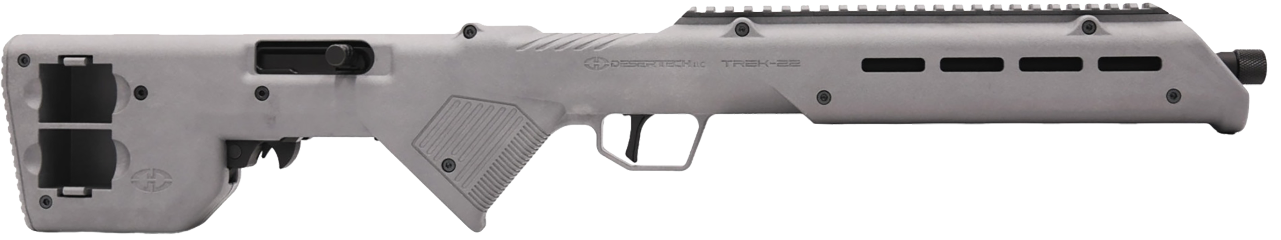 Desert Tech TRKRF2218GRY TREK-22 Gray Compact 22 LR 10+1 18" Free Floating Steel Barrel, Picatinny Rail Receiver, M-LOK Handguards, Fixed Polymer Stock, Suppressor Ready