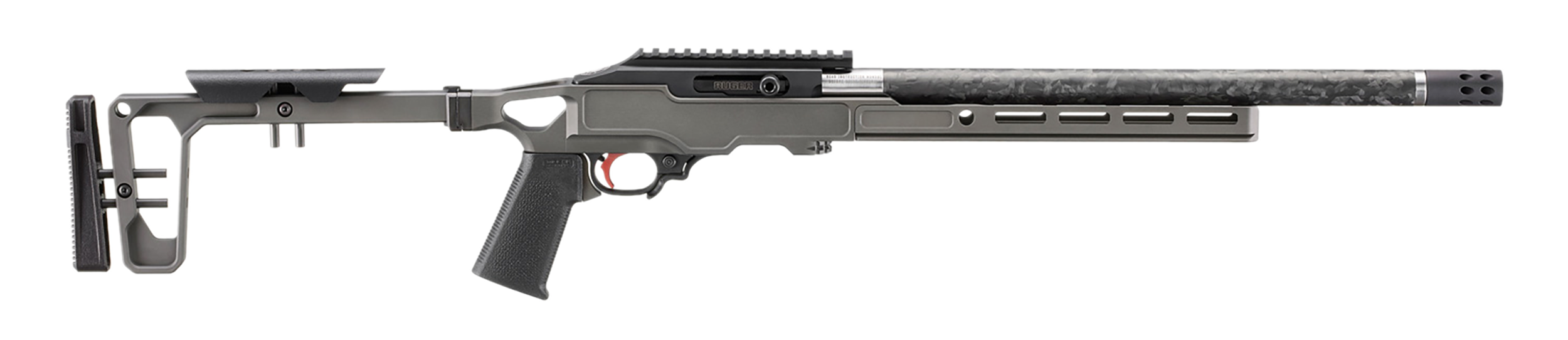 Ruger 31233 10/22 Carbon Fiber Carbine 22 LR 10+1 16.10" Satin Caron/SS Threaded Barrel, Gray Anodized Picatinny Rail Aluminum Receiver, ARCA Swiss/M-LOK Handguard, Gray Birch C