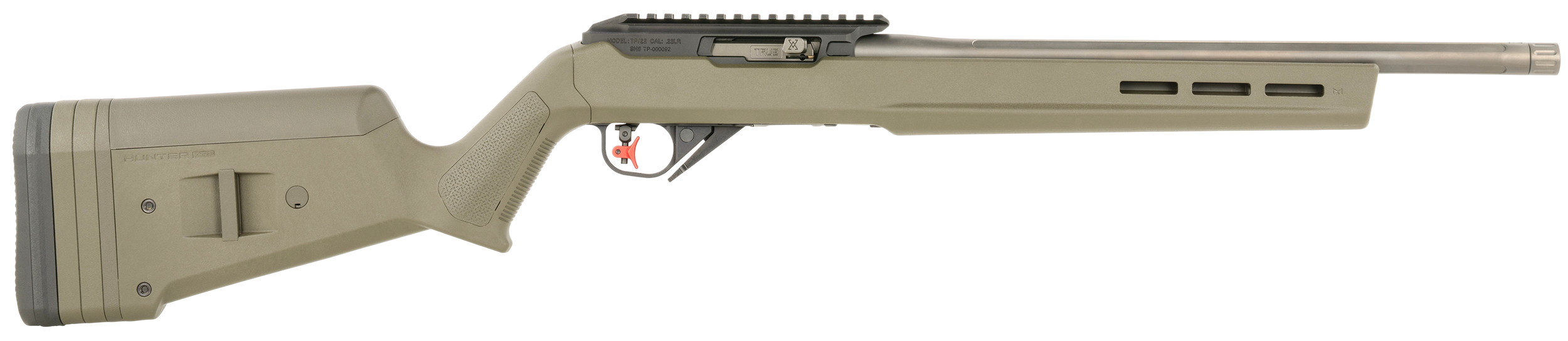 True Precision Inc TP1022GRNBLSSA TP/22 22 LR 16" Match Grade Barrel, Picatinny Rail Aluminum Receiver, M-LOK Forend, Magpul Hunter X-22 Polymer Stock