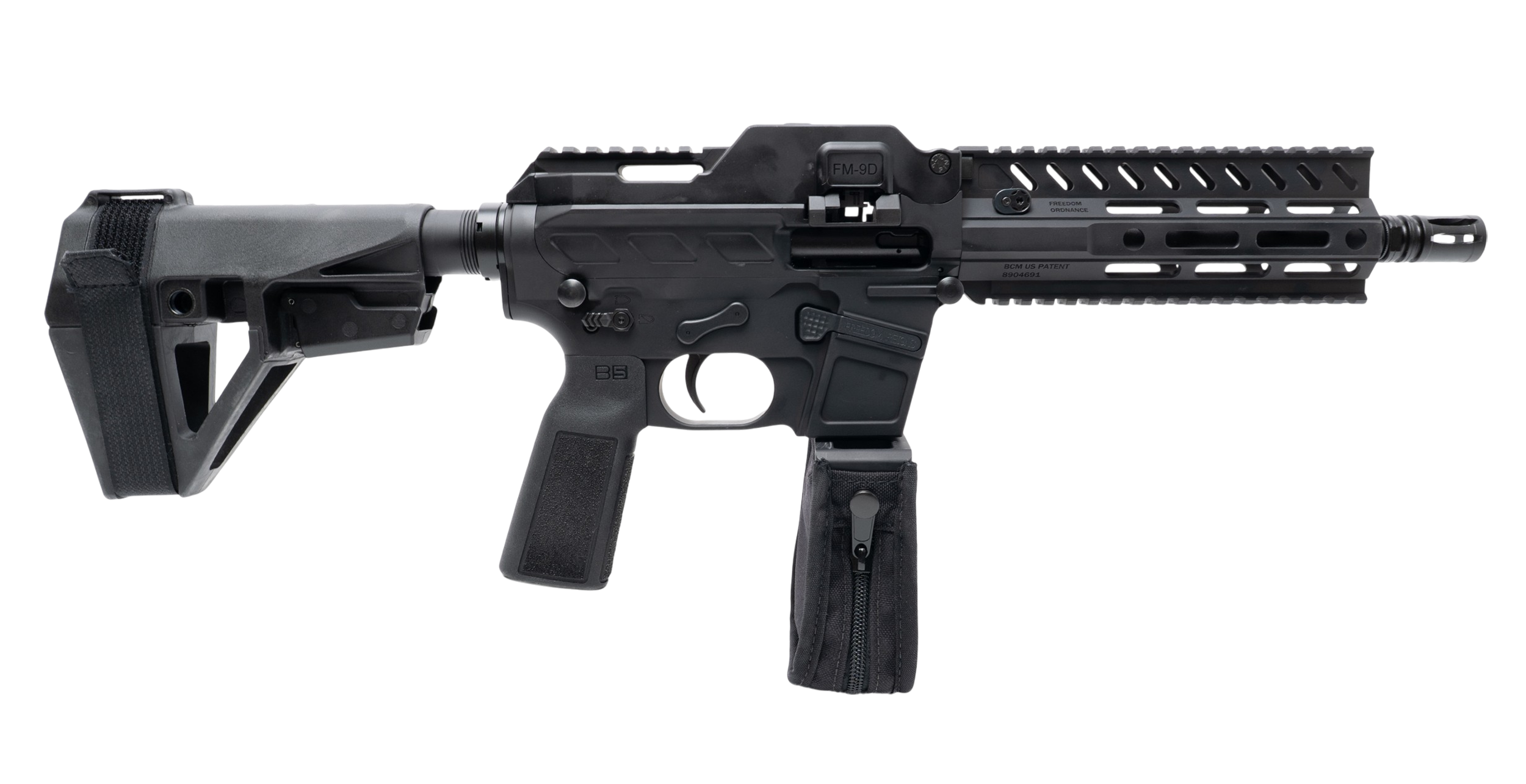 FREEDOM ORDNANCE FM9D8-BLK 9MM BELTFED PSTL 8"