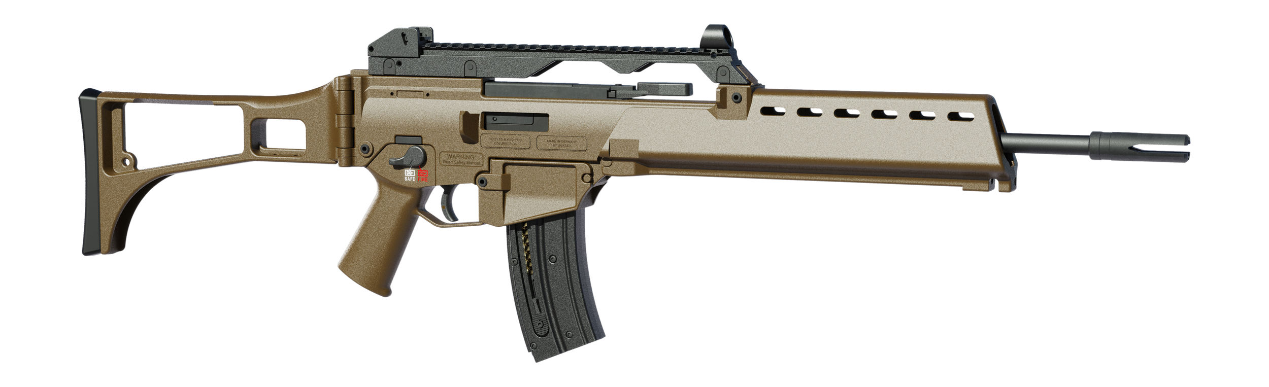HK 81001322 G36 22 LR 10+1 18.13" Black Barrel w/Flash Suppressor, Flat Dark Earth Receiver w/Picatinny Rail, Flat Dark Earth Folding Synthetic Stock, Polymer Grip