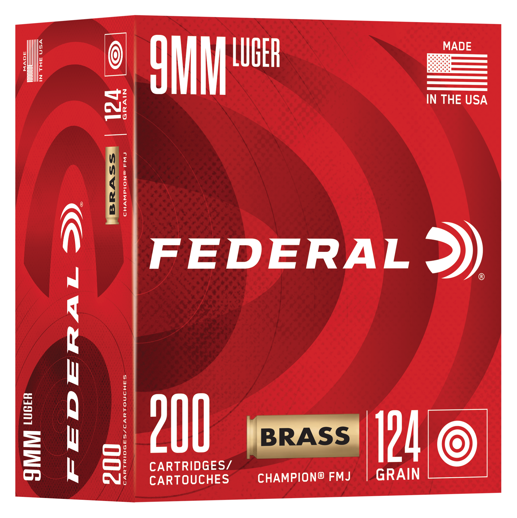 FED C9124A200 9MM 124 FMJ CHAMP BRASS 200/5
