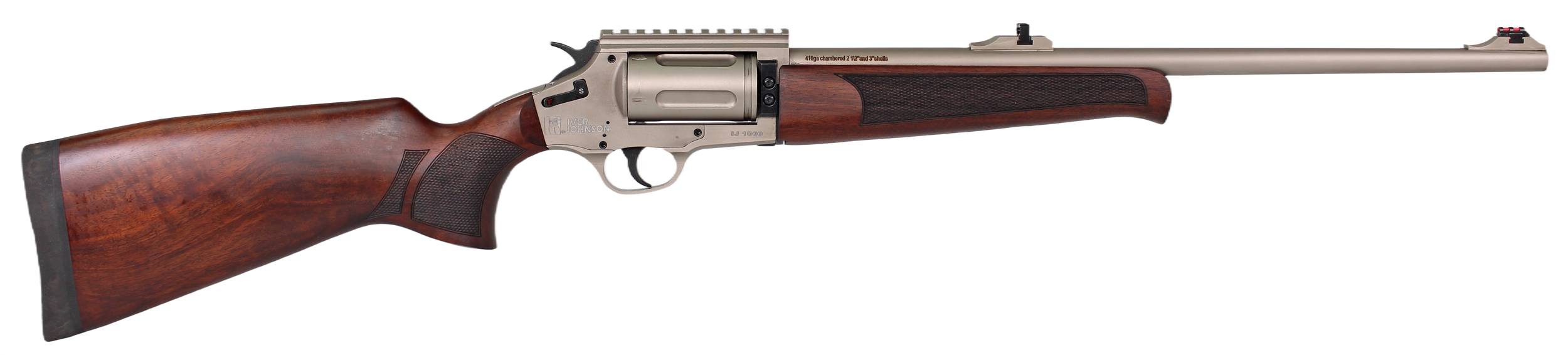 Iver Johnson Arms IJ1000SN IJ1000 410 Gauge 5rd 20" Overall Satin Nickel, Receiver w/Picatinny Rail, Walnut Fixed Stock