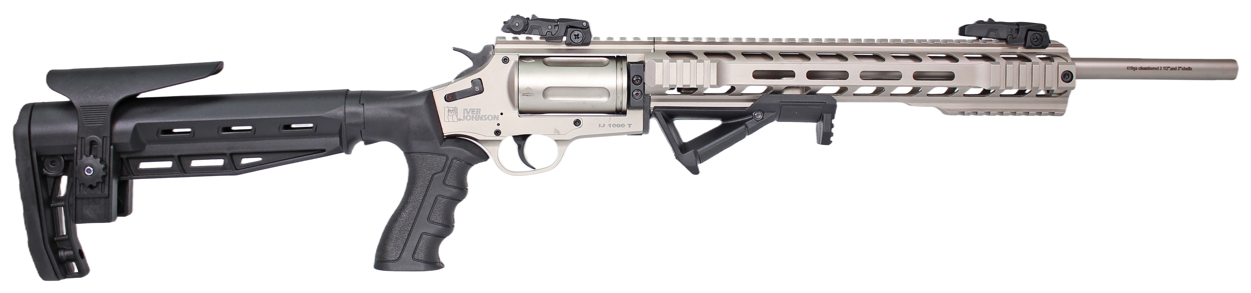 Iver Johnson Arms IJ1000TSN IJ1000 410 Gauge 5rd 18" Satin Nickel Barrel, Satin Nickel Receiver w/Picatinny Rail, Black Fixed Stock