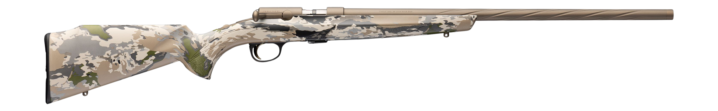 Browning 025260202 T-Bolt Speed 22 LR 10+1 22" Smoked Bronze Cerakote Spiral Fluted Threaded Barrel, Smoked Bronze Cerakote Steel Drilled & Tapped Receiver, Ovix Camo Fixed Synthetic Stock, Right Hand